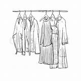 Clothes Wardrobe Hanger Drawing Clipart Sketch Hanged Hand Hanging Illustration Drawn Draw Vector Drawings Hangers Fashion Getdrawings Stock Designs Line sketch template