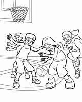 Jugando Escuela Recreo Deportes Baloncesto sketch template