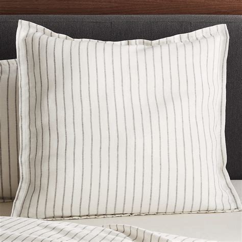 pure linen wide stripe warm white euro pillow sham reviews crate