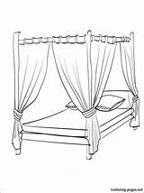 Coloring Bed Pages Bedroom Canopy Drawing Getdrawings Getcolorings Bedtime sketch template