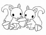 Squirrel Squirrels Museprintables Acorn sketch template