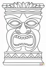 Tiki Coloring Pages Hawaiian Masks Mask Totem Sketch Faces Luau Printable Sketchite Party sketch template