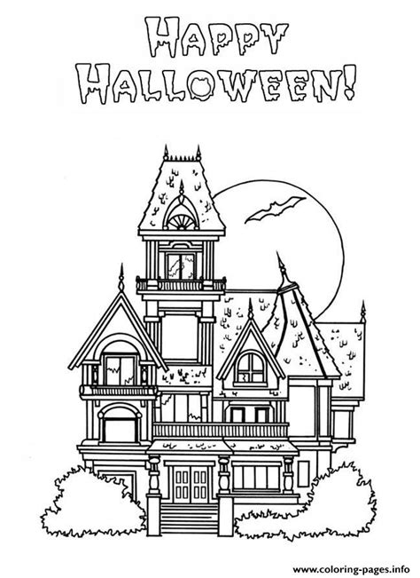 haunted house  halloween coloring page printable