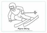Colouring Skiing Alpine Winter Olympics Pages Coloring Olympic Ski Sports Games Crafts Template Activityvillage Activities Printable Kids Slope Activity Sport sketch template