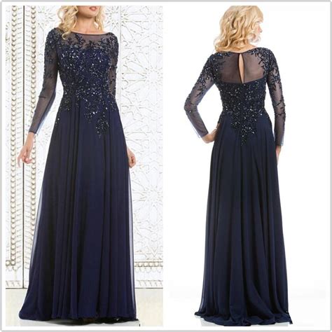 2015 Hot Sale Elegant Navy Blue Mother Of The Bride Dresses Chiffon See