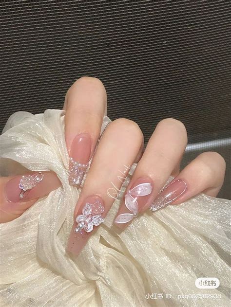 clear glitter nails soft nails kawaii nails