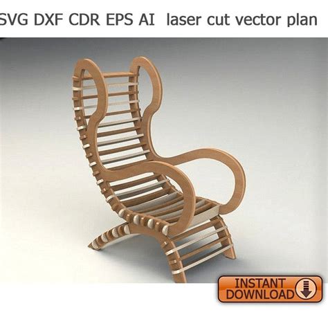 Modern Chair Wood Furniture Template Laser Cut Model Vector Svg Dxf