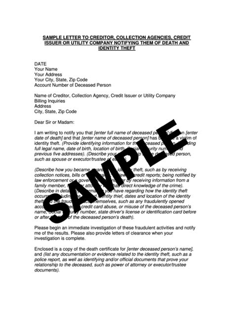 sample letter  creditor collection agencies credit issuer