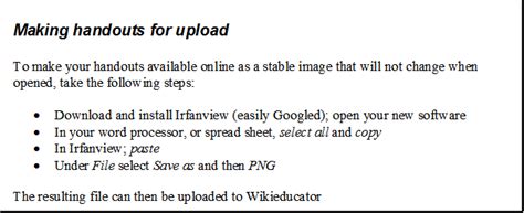 prepare  handout  upload wikieducator