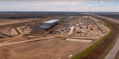 tesla gigafactory austin day  drone flyover  video teslanorthcom