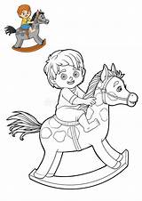 Rocking Boy Cavallo Dondolo Colorare Ragazzino Disegno sketch template