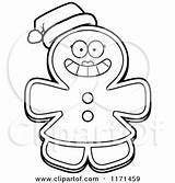 Gingerbread Woman Christmas Cartoon Santa Hat Mascot Clipart Wearing Coloring Thoman Cory Vector Outlined Royalty Happy 2021 sketch template