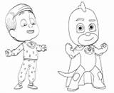 Pj Pyjamasques Masks Gluglu Pyjamasque Yoyo Superheros Bibou Catboy Colorier sketch template