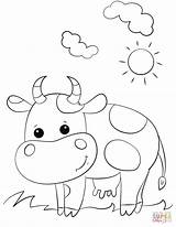 Cow Coloring Cartoon Cute Pages Printable Cows Drawing Preschool Crafts Puzzle Animals sketch template