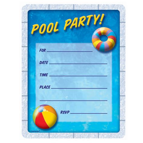 blank pool party invitation template pool party invitation template
