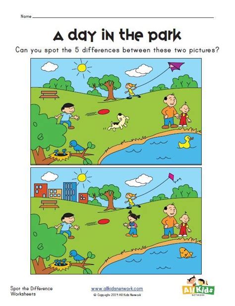 spot  difference park worksheet curated  httpswww