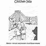 Wonders Chichen Itza sketch template