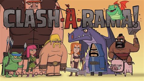 Cartoon Characters Standing In Front Of The Words Clash A Rama