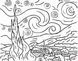 Gogh Van Vincent Starry Night Coloring Pages Color Cool Printable Kids Adults Girls Sheets Famous Paintings Teenage Printables Bilder Ausmalbilder sketch template