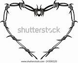 Wire Heart Barb Drawing Barbed Template Vector Logo sketch template
