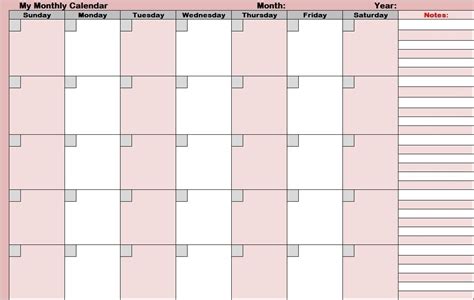 pick full size blank printable calendar  calendar