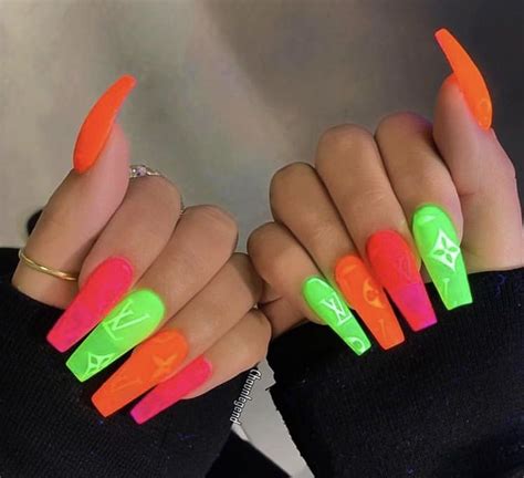 pin  nakekey  lit nails designs neon acrylic nails green nails