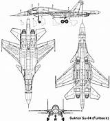 Sukhoi Blueprints Airplane Fighter Fullback Su34 Aviation sketch template