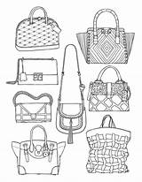 Handbags Colorir Colouring Sketches Bolsas Sac Roupas Relieving Drawings Acessar sketch template