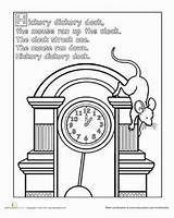 Hickory Dickory Dock Worksheets Nursery Coloring Printable Rhyme Clock Time Printables Rhymes Pages Mouse Preschool Worksheet Kids Animals Classic Activities sketch template
