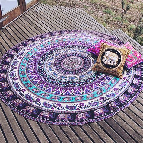hippie indian mandala round roundie beach towel throw rug boho tapestry