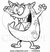 Scary Cartoon Monster Coloring Outline Spotted Illustration Vector Clipart Royalty Toonaday Pages Jimi Hendrix Lineart Leishman Ron Marley Bob Getdrawings sketch template