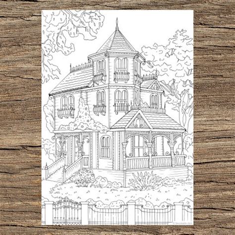 dream house printable adult coloring page  favoreads etsy