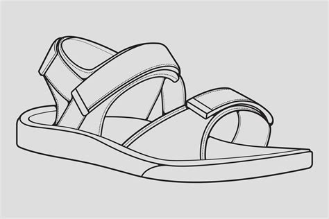 strap sandals outline drawing vector strap sandals   sketch style