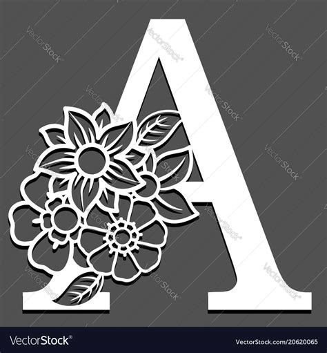 letter silhouette  flowers royalty  vector image