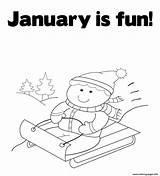January Coloring Printable Pages Winter Color Book Template sketch template