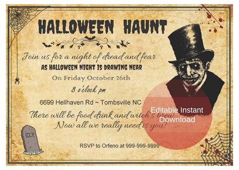 halloween party invitation halloween invite editable instant etsy