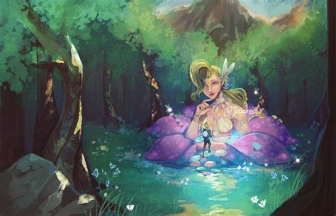 legend of zelda breath of the wild art link meets the great fairy