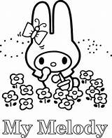 Melody Coloring Pages Hello Kitty Colouring Friends Color Cartoons Bunny Cute Sanrio Kawaii Freecoloring Info Printable Kids Printables Character Book sketch template