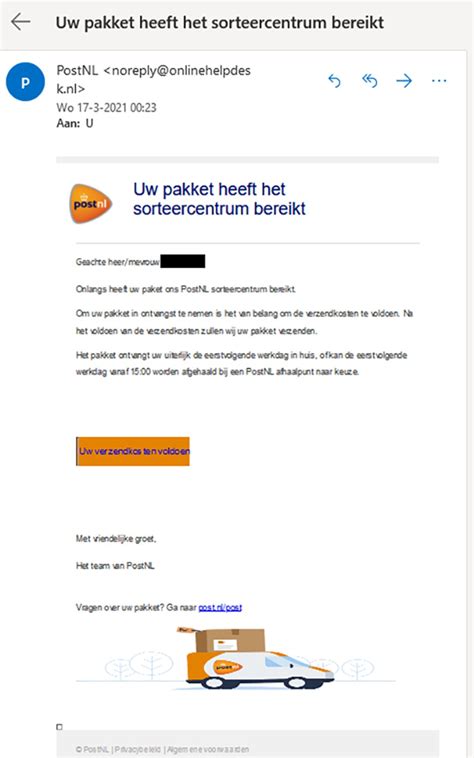 trap niet  nepberichten uit naam van postnl en dhl kassa bnnvara