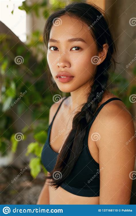 Portrait Of Beautiful Asian Woman With Natural Beauty Face