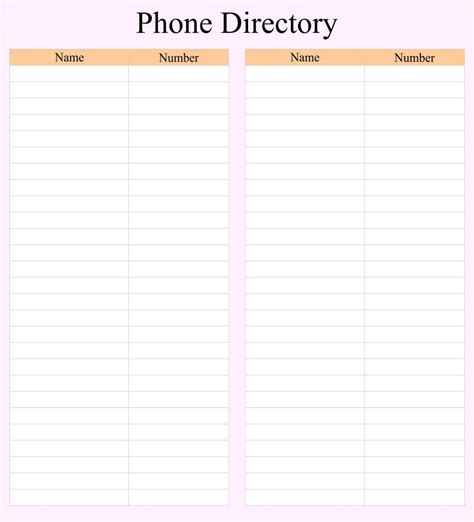 printable phone directory template templates printable  address