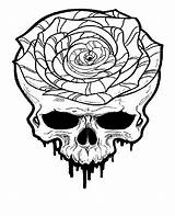 Skull Rose Tattoo Drawing Clipart Roses Designs Line Clipartmag Library sketch template
