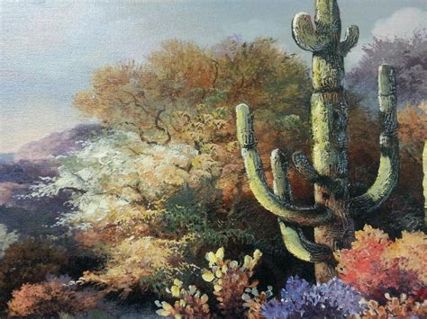 original oil painting  james lee   sonoran desert  quail