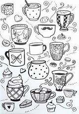 Coloring Pages Adult Doodle Tea Doodles Cupcake Cup Colorir Colouring Adults Drawings Coffee Cups Journal Bullet Easy Book Mit Google sketch template