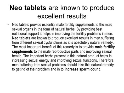 Male Fertility Supplement Neo Tablets Increase Sperm