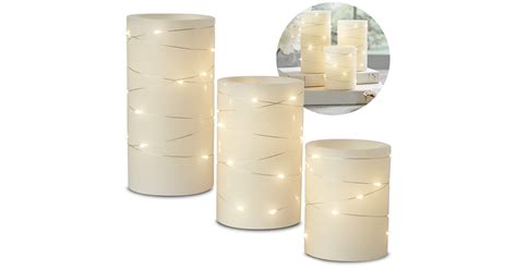 Laura Ashley 3 Piece Led Candle Set With Daily Timer Flameless Candles