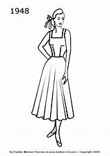 1948 Silhouettes Fashion Silhouette 1940s Drawings Clothing 1940 History Dress 1950 sketch template