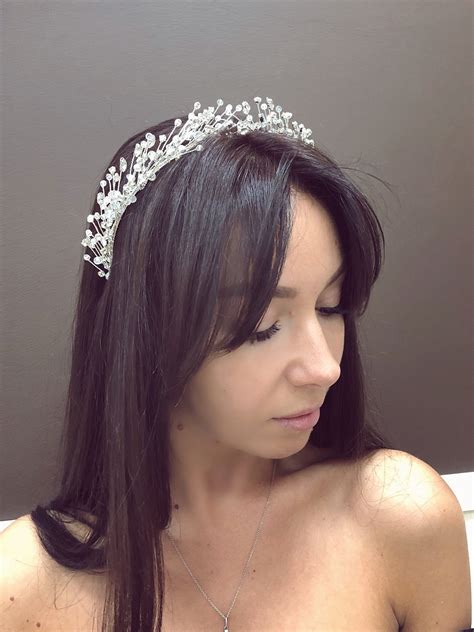 bridal tiara flower crown wedding wedding tiara srystal etsy