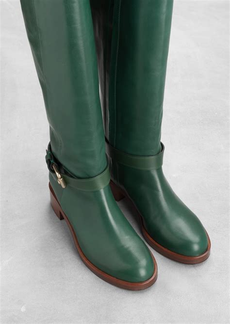 stories leather knee boots  green lyst