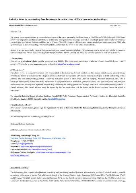 invitation letter  outstanding peer reviewer